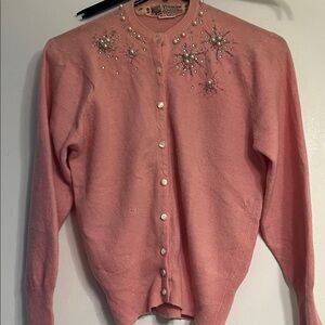 Vintage and RARE! Beaded Cashmere Cardigan. Repaired condition. See pics!